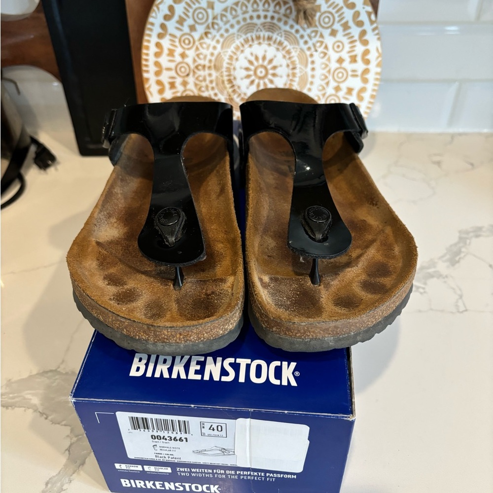 Birkenstock Black and Brown Sandals with Signature Comfort